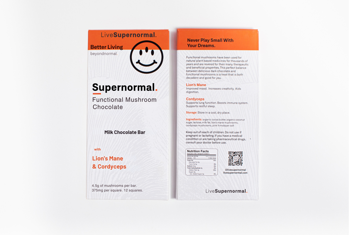 Supernormal Functional Mushroom Chocolate box, front and back