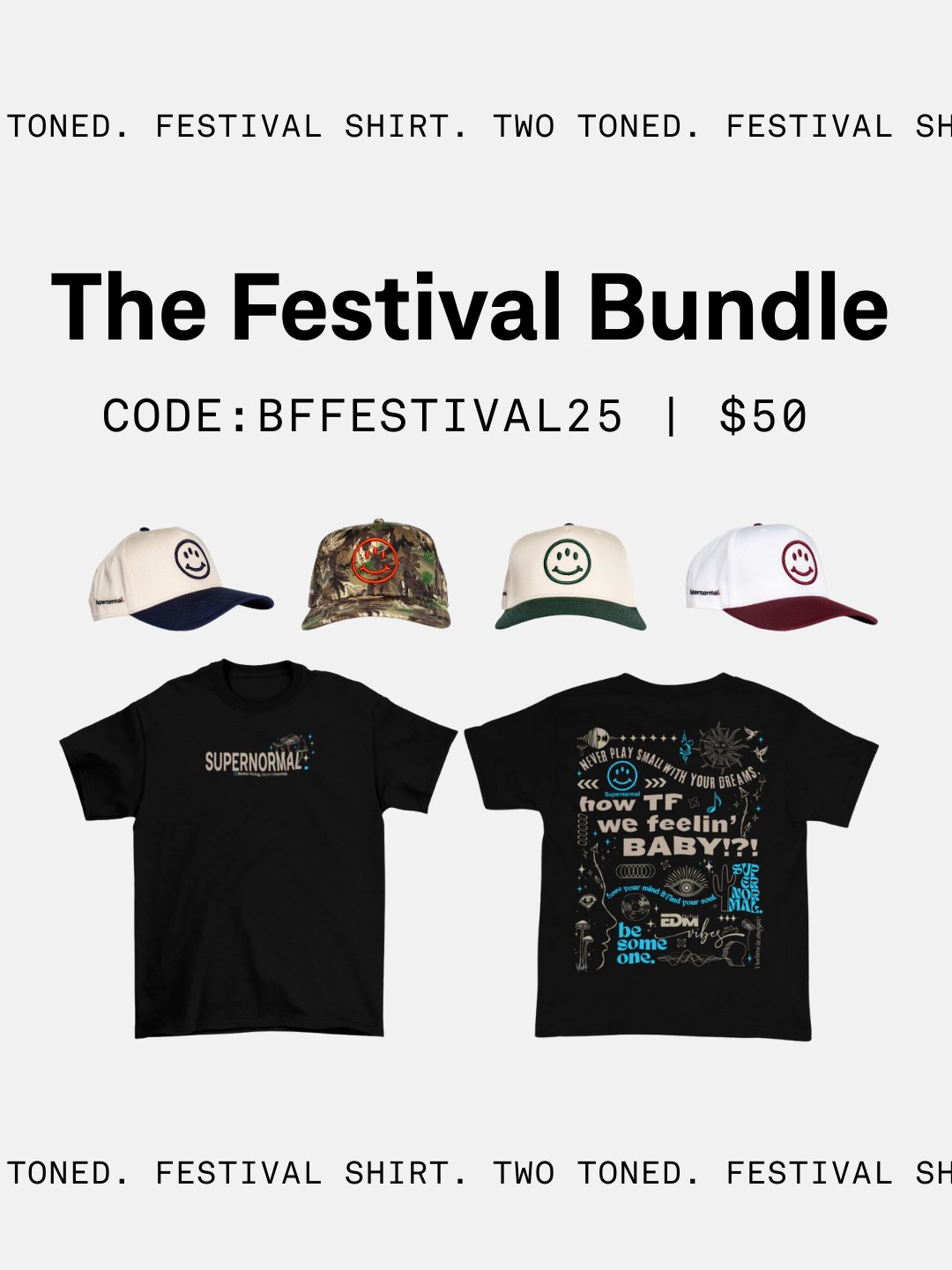 The Supernormal Festival Bundle — festival tee and snapback